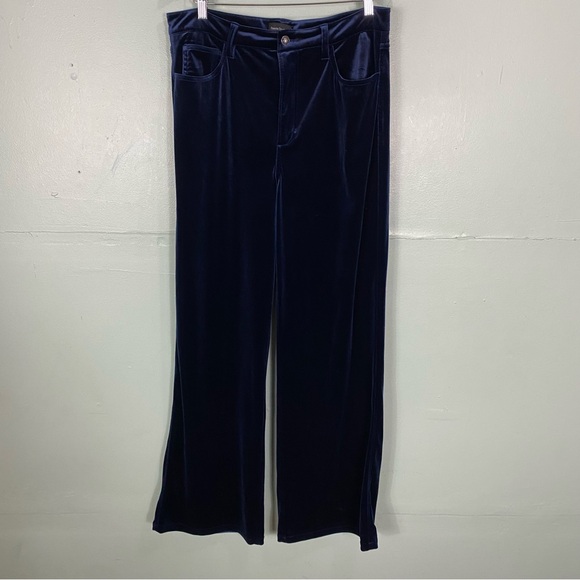 Favorite Daughter Pants - Favorite Daughter The Masha Super High Rise Wide Leg Navy Blue Velvet Size 31‎